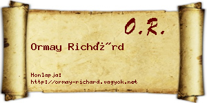 Ormay Richárd névjegykártya